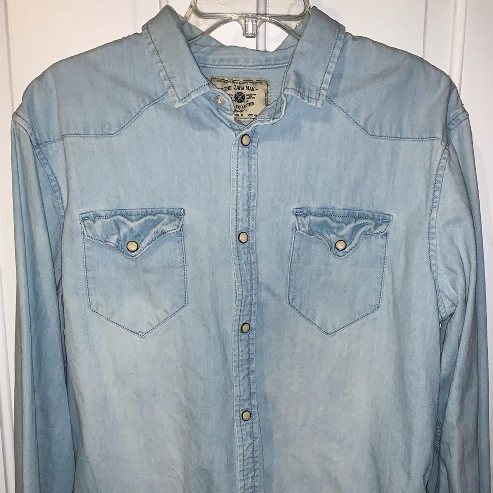 Zara men button down denim shirt